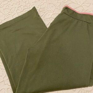 Wide Leg Stretch Casual Capri Pants with Pink waist Trim Size Large